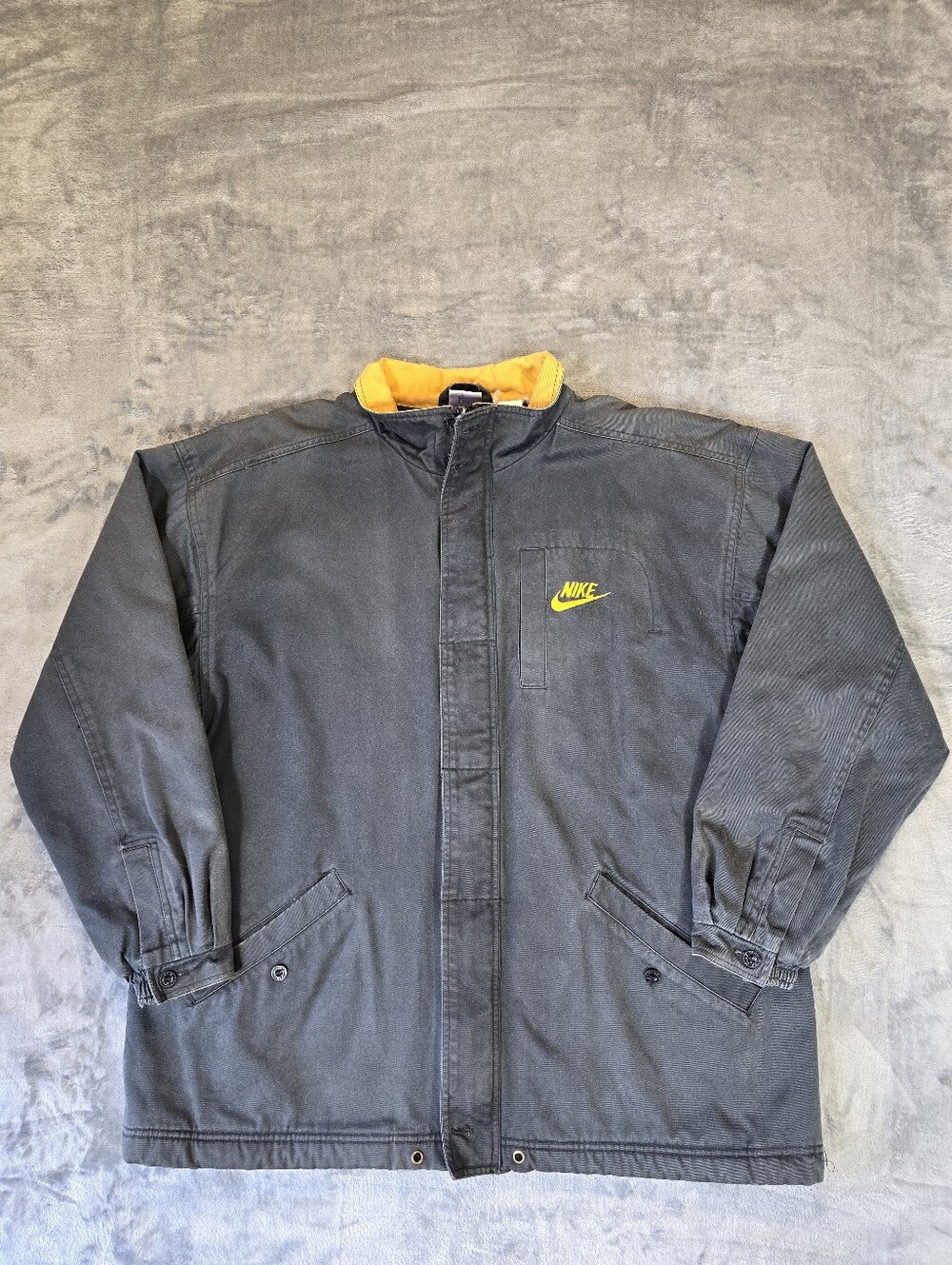 Vintage Nike Chore Jacket Size Large Black Yellow Barn Utility